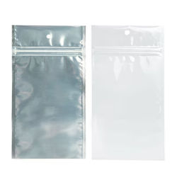 White Backed Metallized Hanging Zipper Barrier Bags 4" x 6 1/2" 100 pack