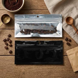 Black Backed Metallized Hanging Zipper Barrier Bags 5 1/2" x 1 3/4" 100 pack