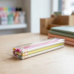 Clear Boxes for Pens Pencils Gum Balls Chocolate Pretzels Box Size: 1 1/2" x 1" x 7 1/2" 25 Boxes Crystal Clear Boxes