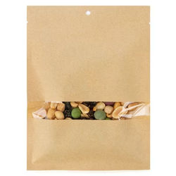 Kraft Compostable Heat Seal Bags w/Window 5 3/8" x 7 3/16" 100 pack