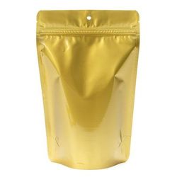 Gold Metallized Stand Up Zipper Pouch with Hang Hole 5 7/8" x 3 1/2" x 9 1/8" 100 pack