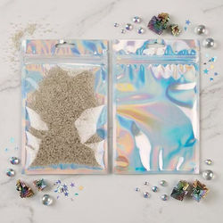 Holographic Backed Hanging Zipper Barrier Bags 5" x 7" 25 pack
