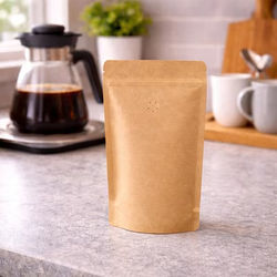 Coffee Bags Kraft Pouches with Valve 5 1/8" x 3 1/8" x 8 1/8" 100 Pieces