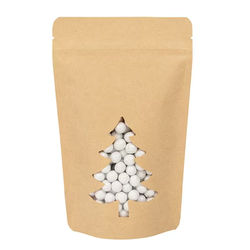 Kraft Tree Shaped Window Stand Up Zipper Pouch 5 1/8" x 3 1/8" x 8 1/8" 25 pack