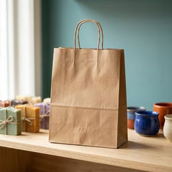 Kraft Paper Merchandise Handle Bags 50 Pack 10 5/8" x 5 1/2" x 13"