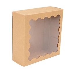 Kraft Paper Window Box w/ Scalloped Window 4 1/4" x 1 5/8" x 4 1/4" 25 pack