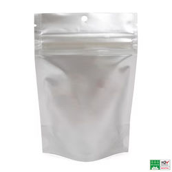 Matte Silver Eco Compostable Child Resistant Stand Up Pouches| 4? x 2 1/2? x 6? 100 Pack |CRPE2MS