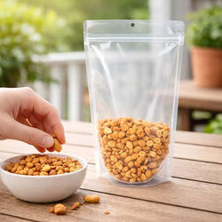 Clear Recyclable Stand Up Pouch w/ RETAIN? 6 3/4" x 3 1/2" x 11 1/4" 100 Pack