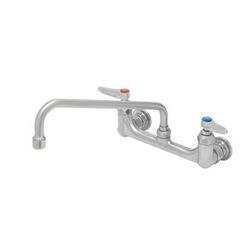 T&S S-0231 Splash Mount Faucet - 12" Swing Spout, 8" Centers, Stainless Steel