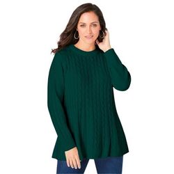 Plus Size Women's Cable Peplum by Jessica London in Emerald Green (Size M)