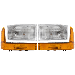 2000 Ford F-250 Super Duty 4-Piece Kit Driver and Passenger Side Headlights with Corner Lights, with Bulbs, Halogen