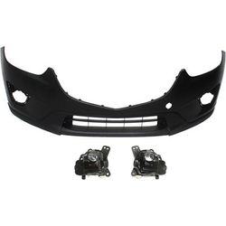 2016 Mazda CX-5 3-Piece Kit Front Upper Primed, Lower Textured Bumper Cover, includes Fog Lights CAPA Certified