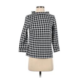 Talbots Long Sleeve Top Black Checkered/Gingham Mock Tops - Women's Size P