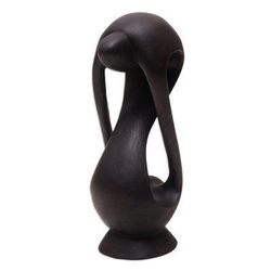My Eternal Lover,'Hand-Carved Romantic Suar Wood Sculpture from Bali'