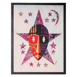 Saturday Born,'Traditional Cotton Batik Wall Art in Pink and Purple Hues'