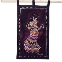 Empress Dance,'Ghanaian Cotton Wall Hanging of Dancing Woman'