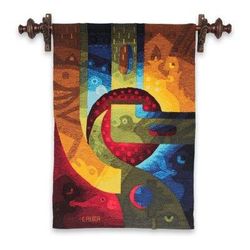 A Man Dreams,'Handwoven Alpaca Blend Surreal Tapestry from Peru'