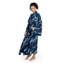 'Sea of Shadows' - Women's Blue Batik Patterned Robe