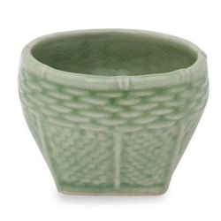 Celadon ceramic vase, 'Basket' (small)