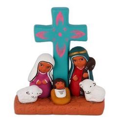 'Hand-Painted Nativity Scene Decorative Accent from Peru'