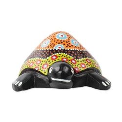 Slow But Sure,'Hand-Painted Sese Wood Turtle Sculpture from Ghana'