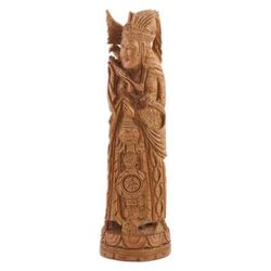 'Indian Queen Rani Lakshmibai Sculpture Hand-Carved from Wood'