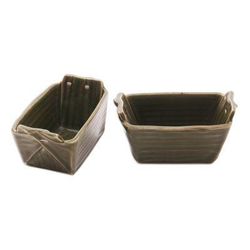 Stoneware ceramic bowls, 'Folded Bananas' (pair)