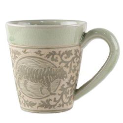 Thai Zodiac Tiger,'Hand Crafted Ceramic Mug with Tiger from Thailand'