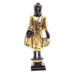 Standing Teacher,'Hand Carved Gold and Wood Buddha Sculpture'