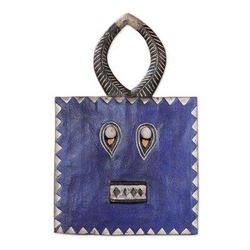 'Baule Indigo Moon' - Handcrafted Ivory Coast Wood Mask