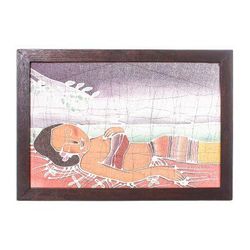 Batik art, 'Feminine Beauty' - Batik Cotton Wall Hanging