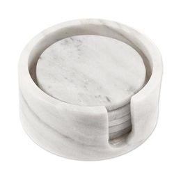 Modern Marble,'Pale Grey Marble Coasters Crafted in Mexico (Set of 5)'