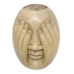 See No Evil,'Hibiscus Wood Wall Mask'