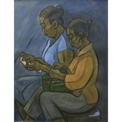 Canang Seller,'Signed Expressionist Painting of Two Saleswomen from Bali'