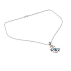 Delightful Garden,'Leaf Motif Citrine and Composite Turquoise Pendant Necklace'