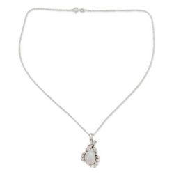 Rainbow moonstone pendant necklace, 'Radiance'