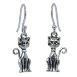 'Feline Fantasy' - Sterling Silver Cat Earrings