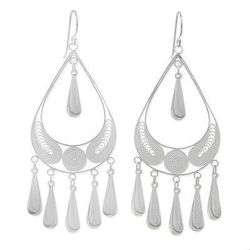 'Mystic Rain' - Handcrafted Sterling Silver Chandelier Earrings