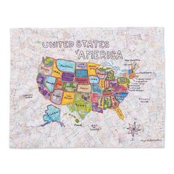 Colorful Map of The USA,'One of a Kind Patchwork Map of USA Wall Hanging'