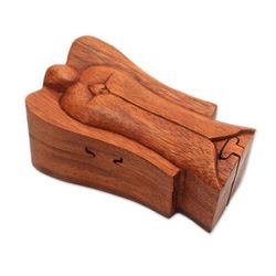Angelic Protection,'Handmade Suar Wood Angel Puzzle Box from Bali'