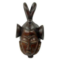 Ivoirian wood mask, 'Scorpion Vigil'