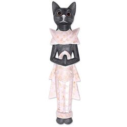 Royal Cat,'Handcarved Wood Balinese Cat Wall Hanging'