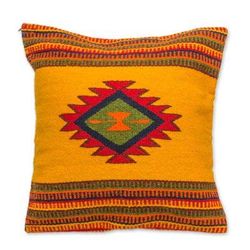 Morning Star,'Woven Wool Cushion Cover from Mexico'