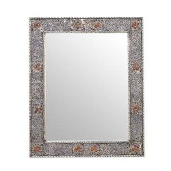 'Celebration' - Brass Repouss?? Mirror Artistmade With Glass Gems