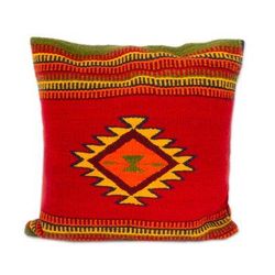 Starburst,'Woven Wool Cushion Cover from Mexico'