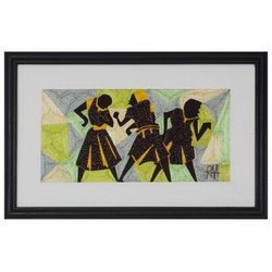 Geometric Dance,'Handmade Dance-Themed Silk Wall Art from Ghana'