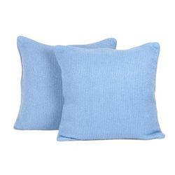 Sky Serenade,'Light Blue Cotton Cushion Covers (Pair)'