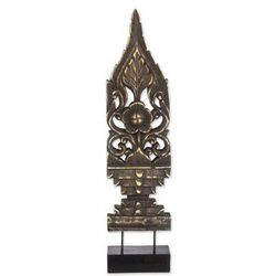 Royal Flowers,'Hand Made Wood Floral Sculpture Gold Tone from Thailand'