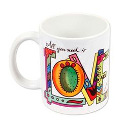 All You Need is Love,'Printed Ceramic Mug with Love Motif'