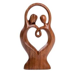 Happier Dancing,'Romantic Suar Wood Statuette from Bali'